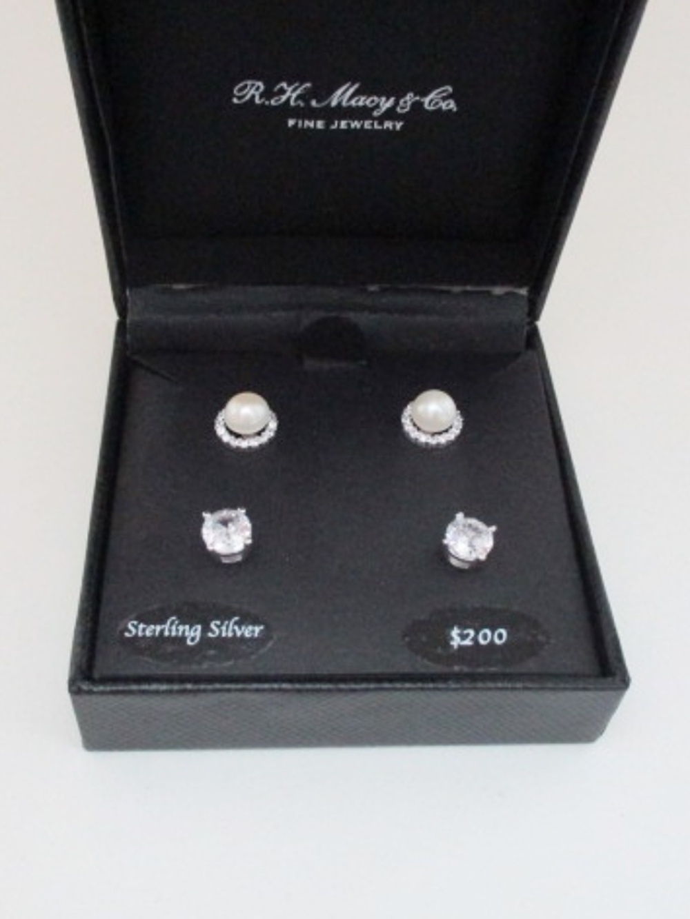 BELLE DE MER - 2 Pc Set - Freshwater Pearl & Cubic Zirconia Stud Earrings.
